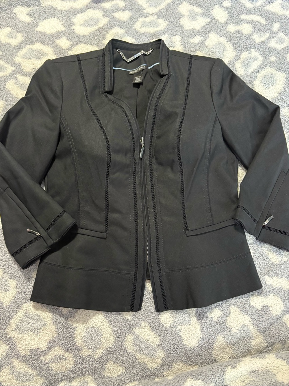 WHBM Perfect Form Blazer Jacket Black Zip Front Peplum 6 - Picture 2 of 15
